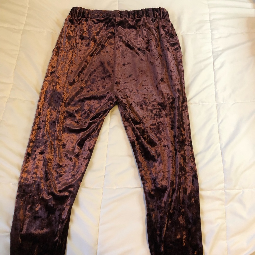 Purplish velvet joggers